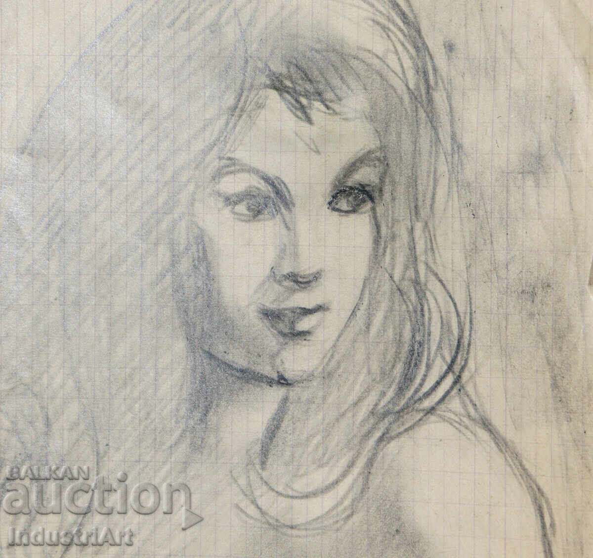 Παράδοση Παλιό όμορφο σχέδιο μολυβιού γυναικείο πορτρέτο γυμνό σώμα