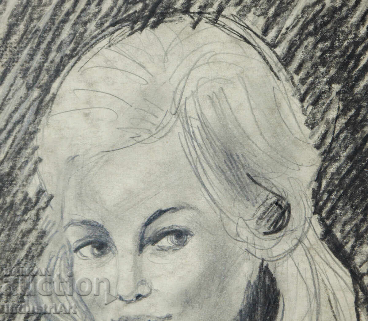 Delivery of Old beautiful pencil drawing female portrait