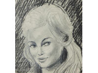 Desen vechi, frumos, creion, portret feminin