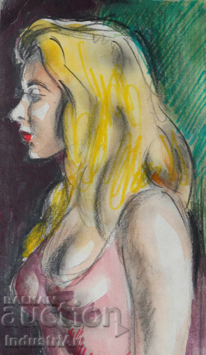 Watercolor painting female portrait