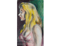 Watercolor painting female portrait