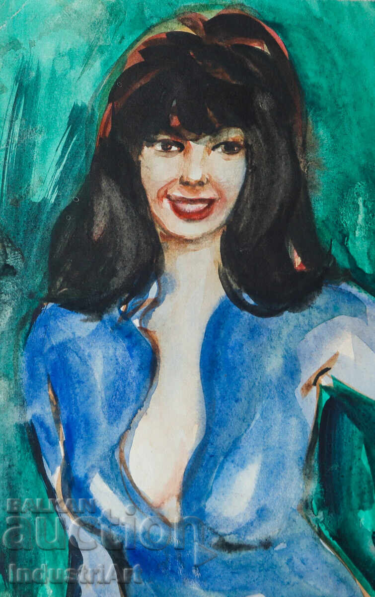 Watercolor painting female portrait