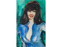 Watercolor painting female portrait