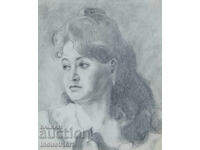Beautiful pencil drawing of a female portrait