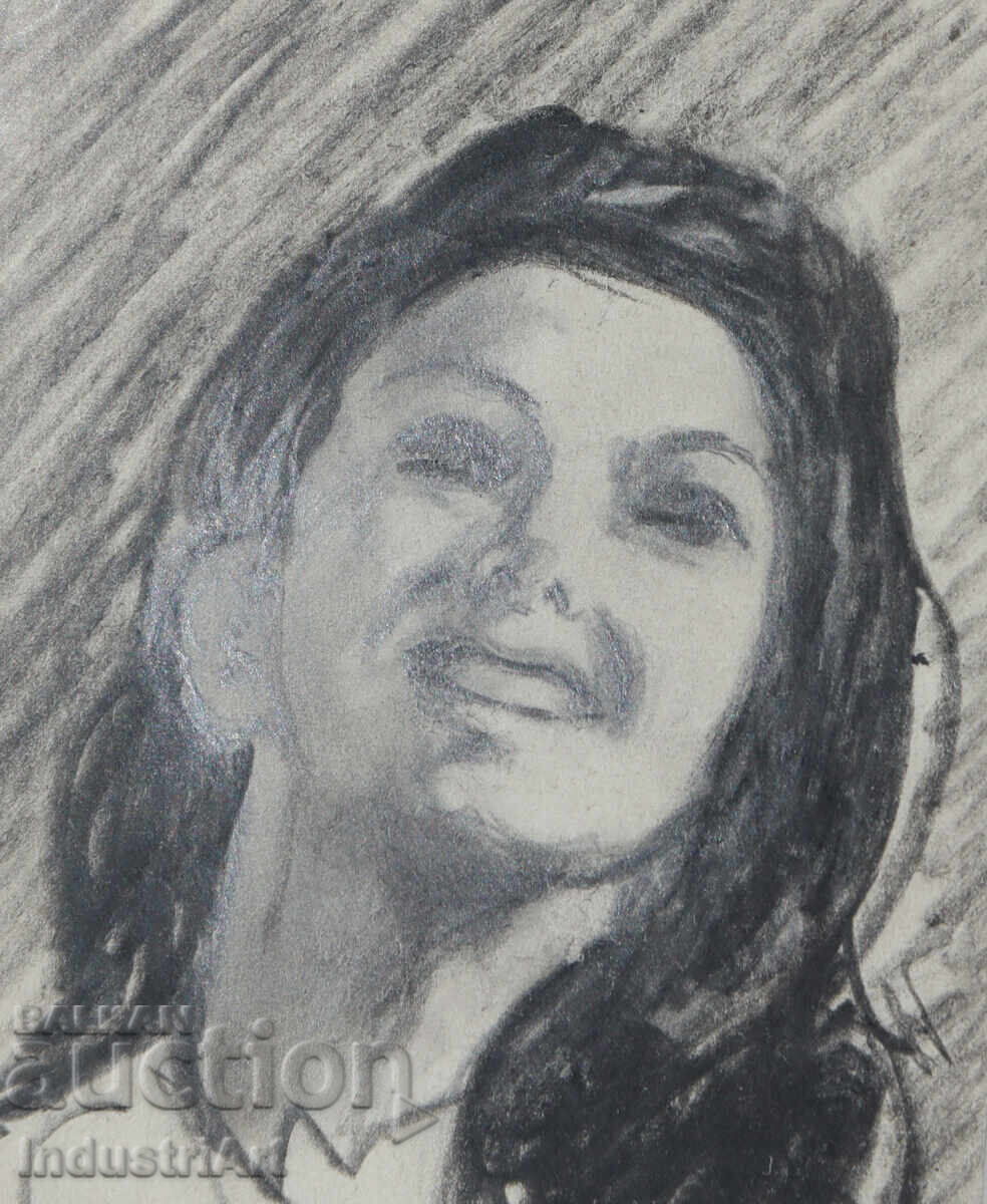 Παράδοση Όμορφη σκίτσο μολυβιού γυναικείο πορτρέτο