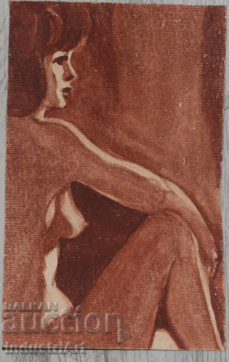 Еротична картина акварел женски портрет голо тяло с цена 100.00 лв. | € 51.13