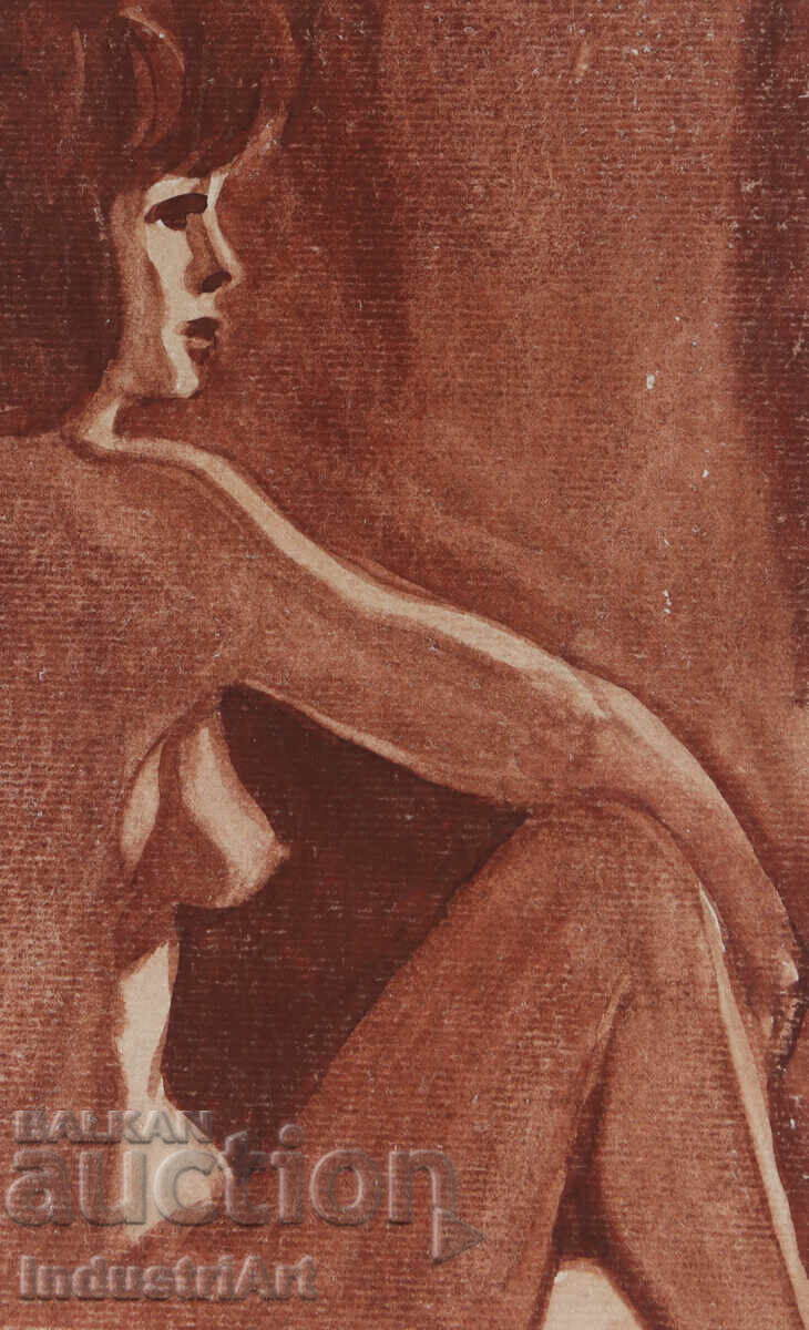 Аукцион Еротична картина акварел женски портрет голо тяло