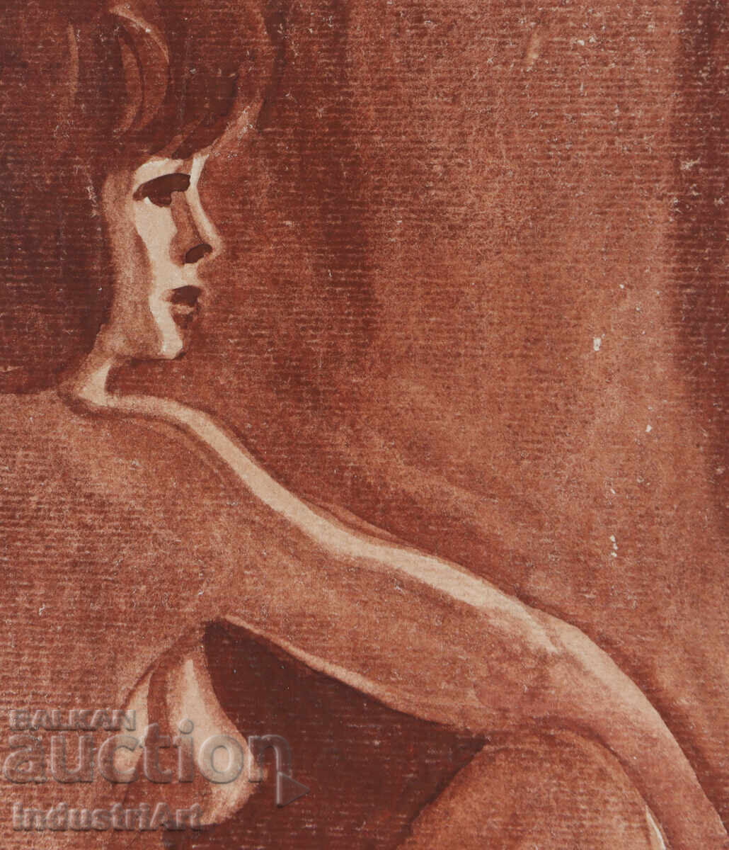 Доставка на Еротична картина акварел женски портрет голо тяло