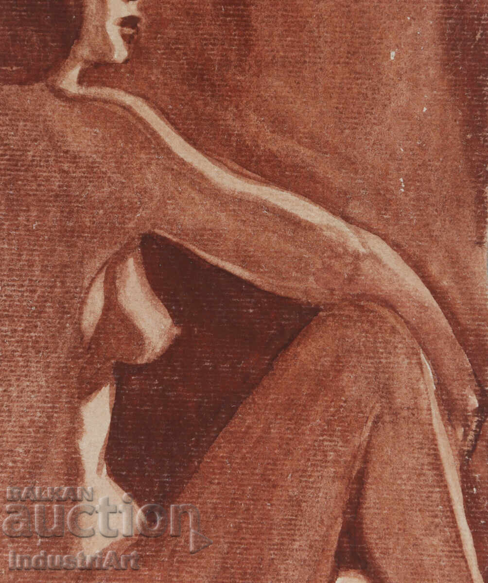 Еротична картина акварел женски портрет голо тяло - 5