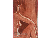 Pictură erotică acuarelă portret feminin corp gol