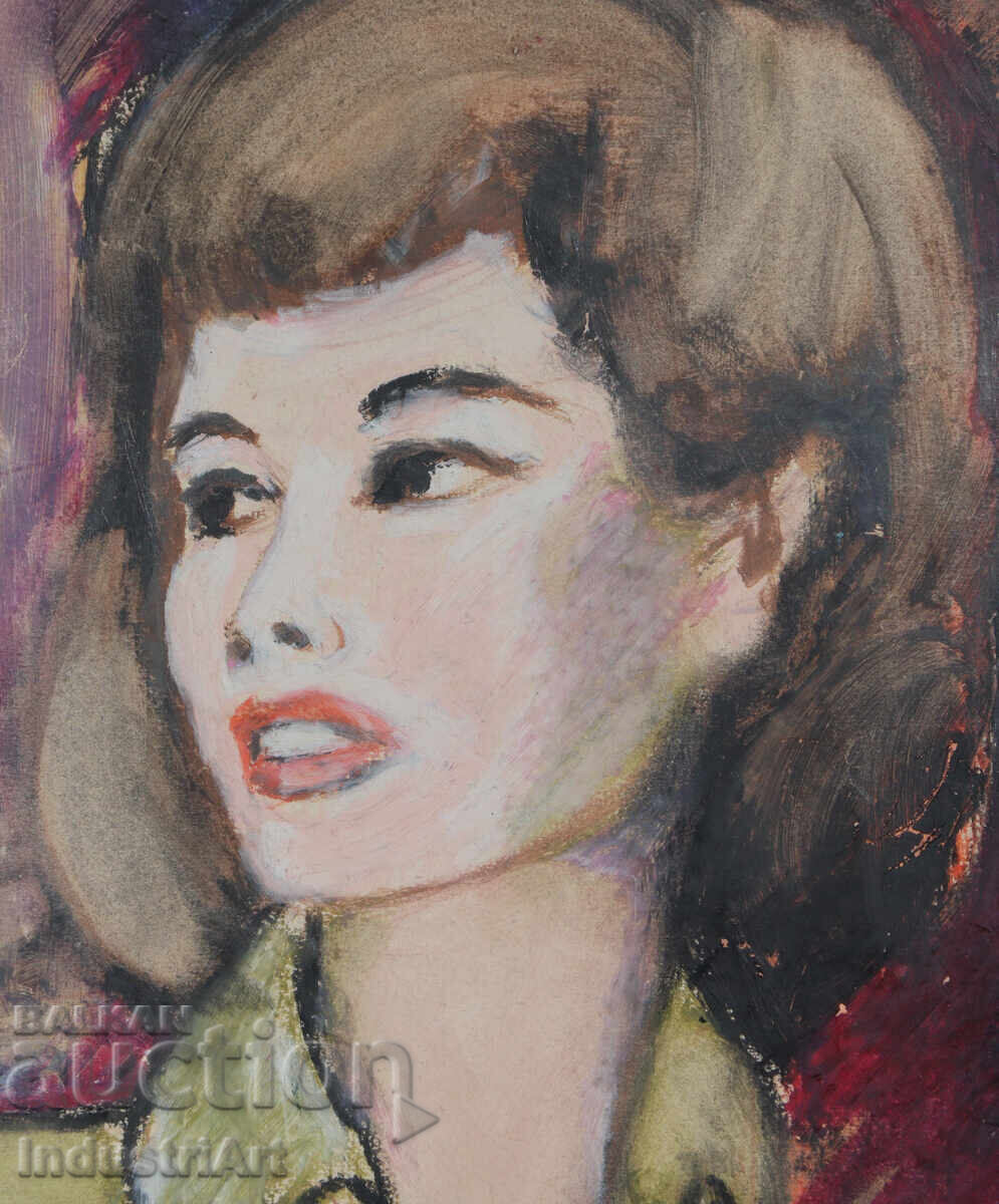 Old beautiful pastel drawing, female portrait - 5