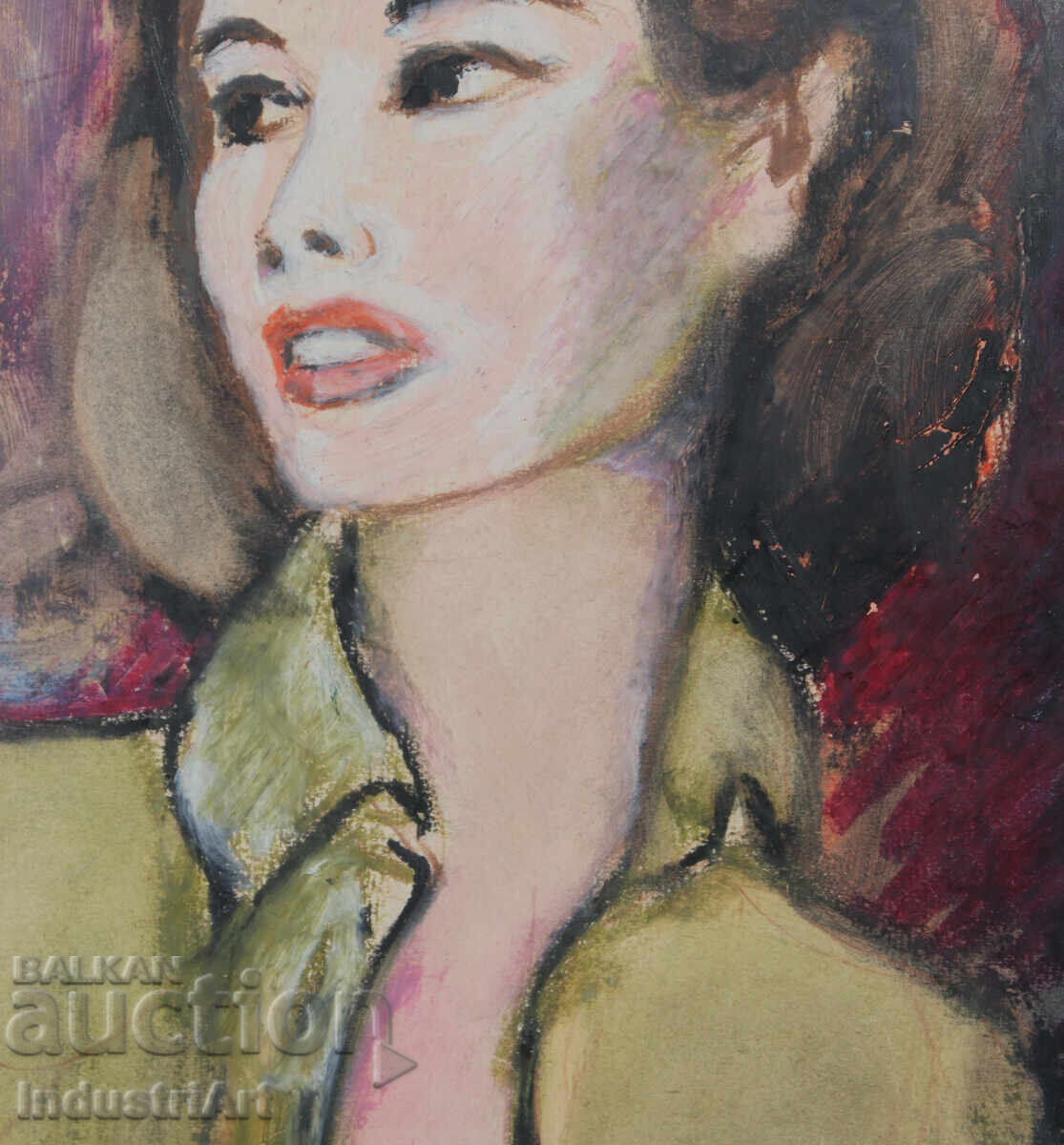 Old beautiful pastel drawing, female portrait - 6