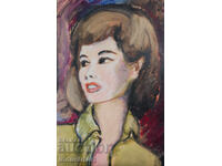 Desen vechi frumos pastel portret feminin