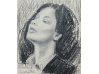 Beautiful pencil drawing of a female portrait