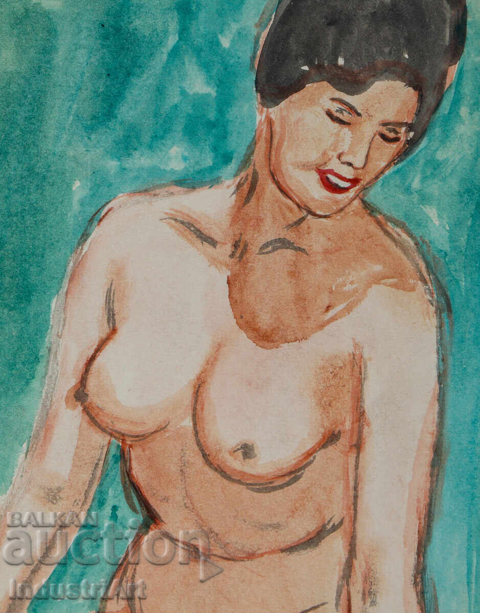 Delivery of Erotic watercolor painting female portrait nude body