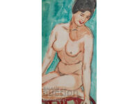 Pictură erotică acuarelă portret feminin corp gol