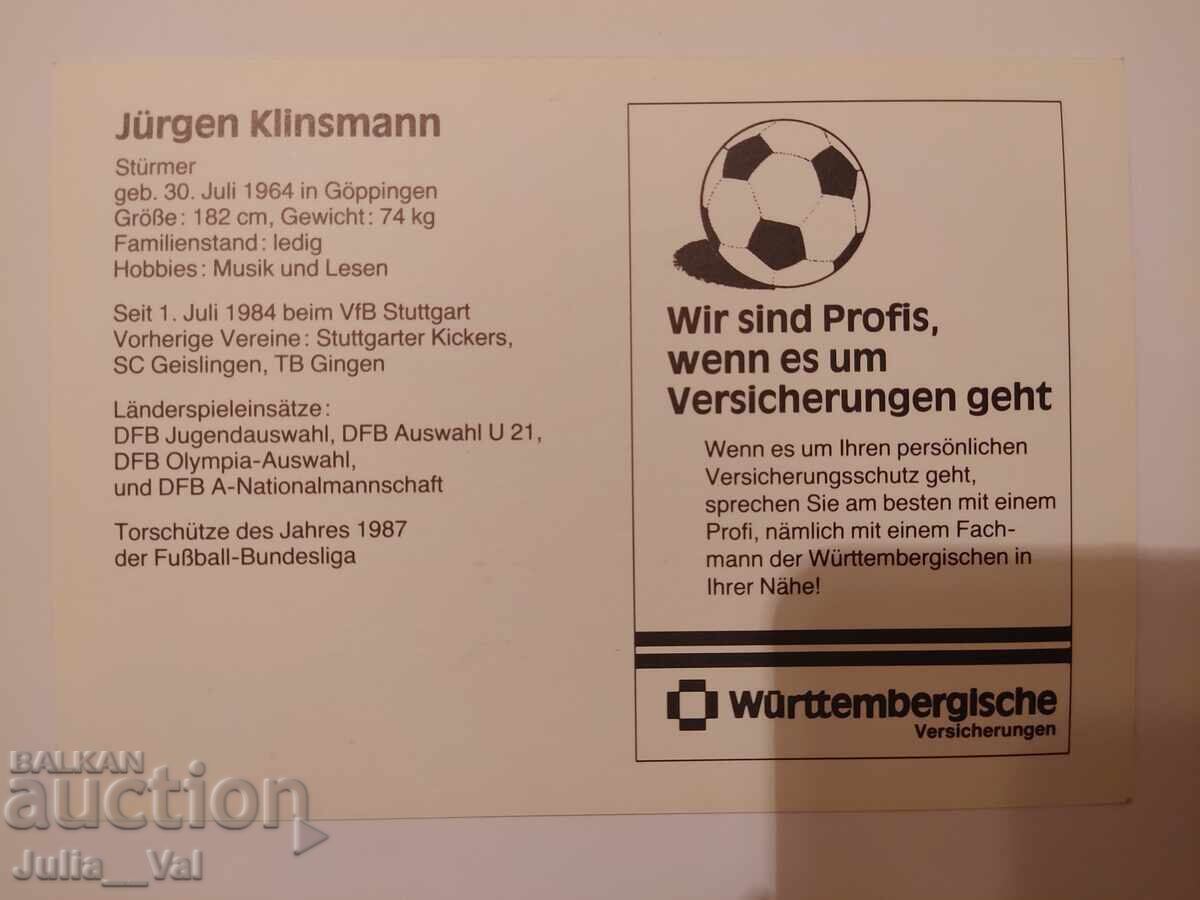Аукцион Футбол - Щутгарт - автограф от Юрген Клинсман Аукцион Футбол - Щутгарт - автограф от Юрген Клинсман