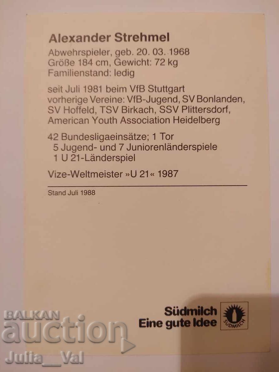 Футбол - Щутгарт - автограф от Александър Щрехмел с цена 0.11 лв. | € 0.06 Футбол - Щутгарт - автограф от Александър Щрехмел с цена 0.11 лв. | € 0.06