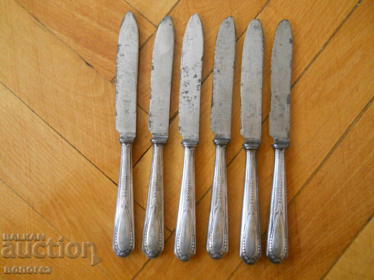 Set of antique silver-plated knives "WMF Zwilling" with price 60.00 BGN | € 30.68 Set of antique silver-plated knives "WMF Zwilling" with price 60.00 BGN | € 30.68