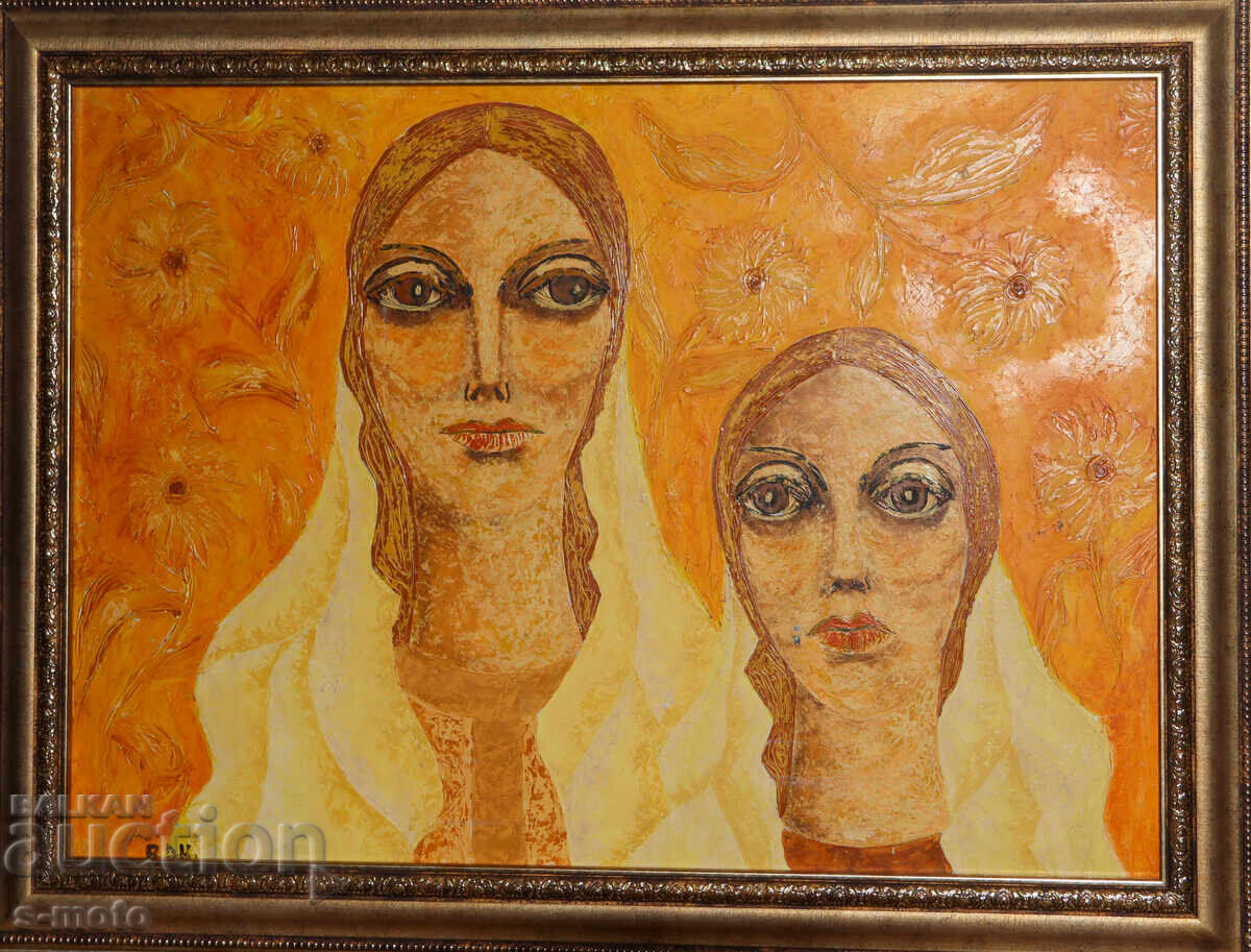 Δημοπρασία Βοσκάν Αταμιάν (1930-1989) ελαιογραφία πορτρέτο φιγούρες