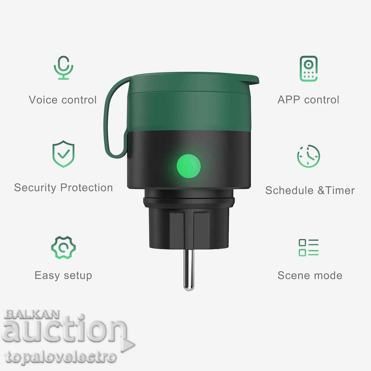 Аукцион WiFi Смарт контакт IP44, с измерване на консумация