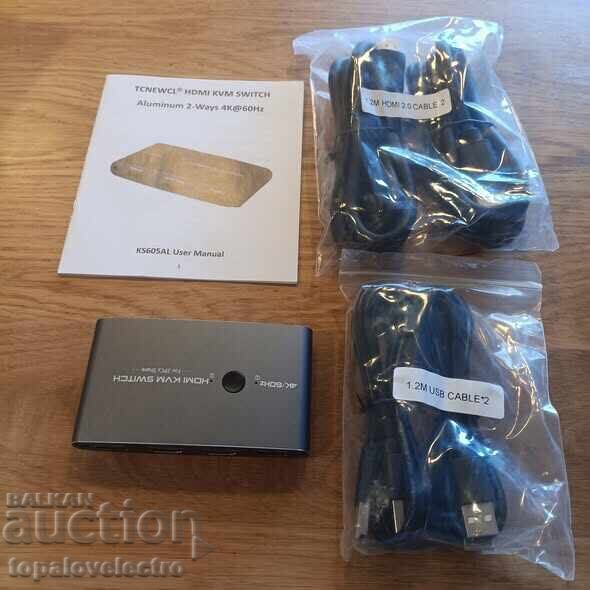 Παράδοση Διακόπτης KVM 2-Port 4K – HDMI USB