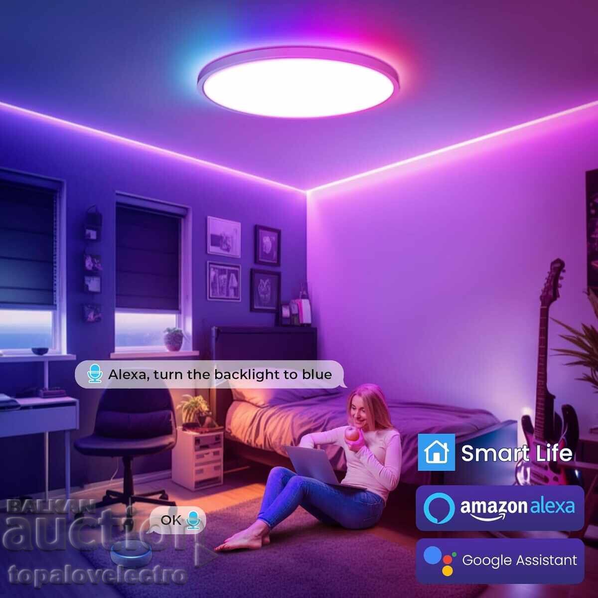 RGB LED smart ceiling lamp 30 cm, 28W with price 34.00 BGN | € 17.38