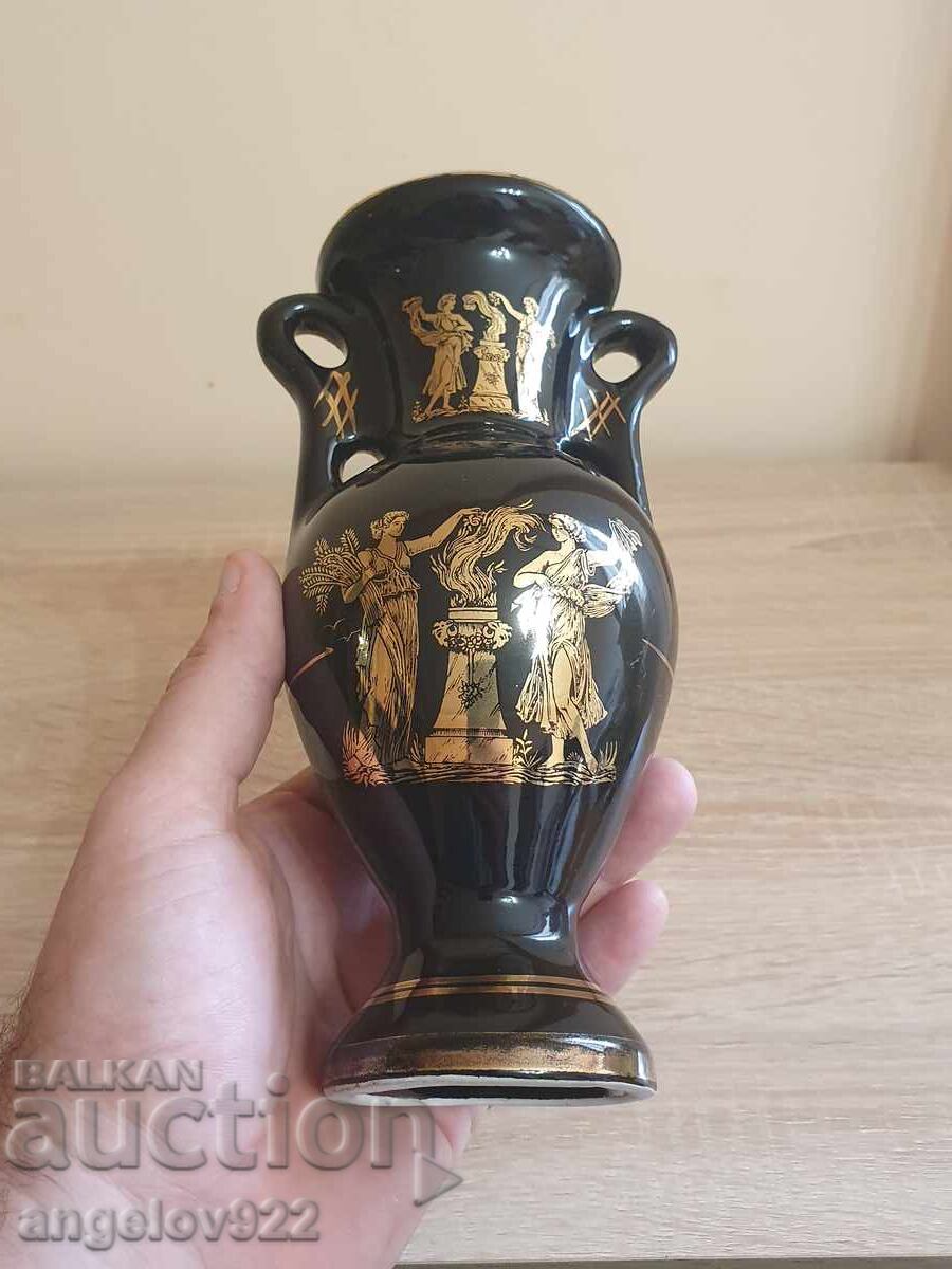 Porcelain vase with 24 karat gold plating!!! - 6