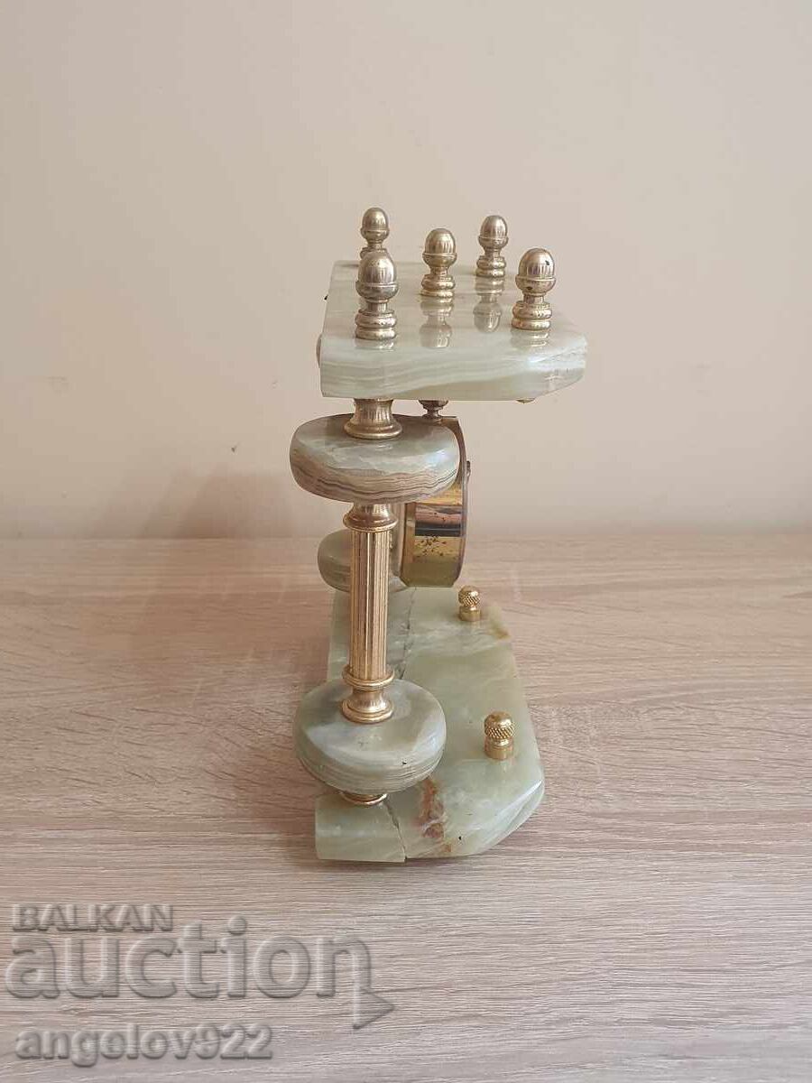 Beautiful onyx and bronze desk clock!!! - 5