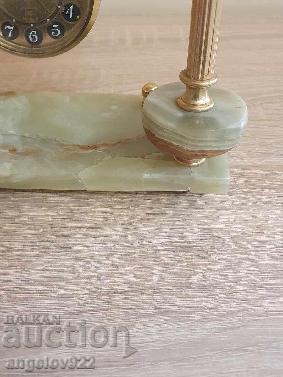 Beautiful onyx and bronze desk clock!!! - 7
