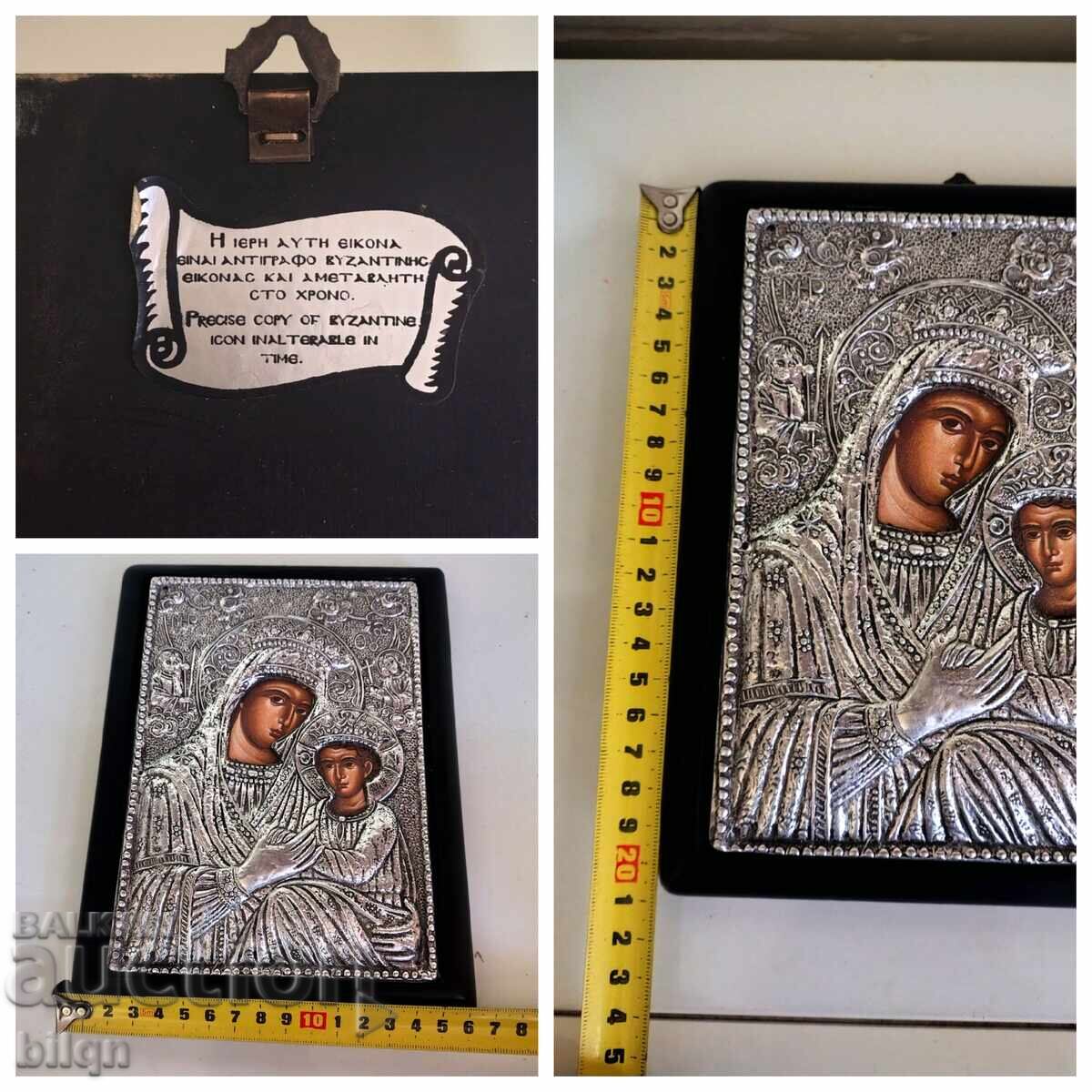 Υπέροχη Ασημένια Εικόνα Παναγίας με τον Μικρό Χριστό - 7