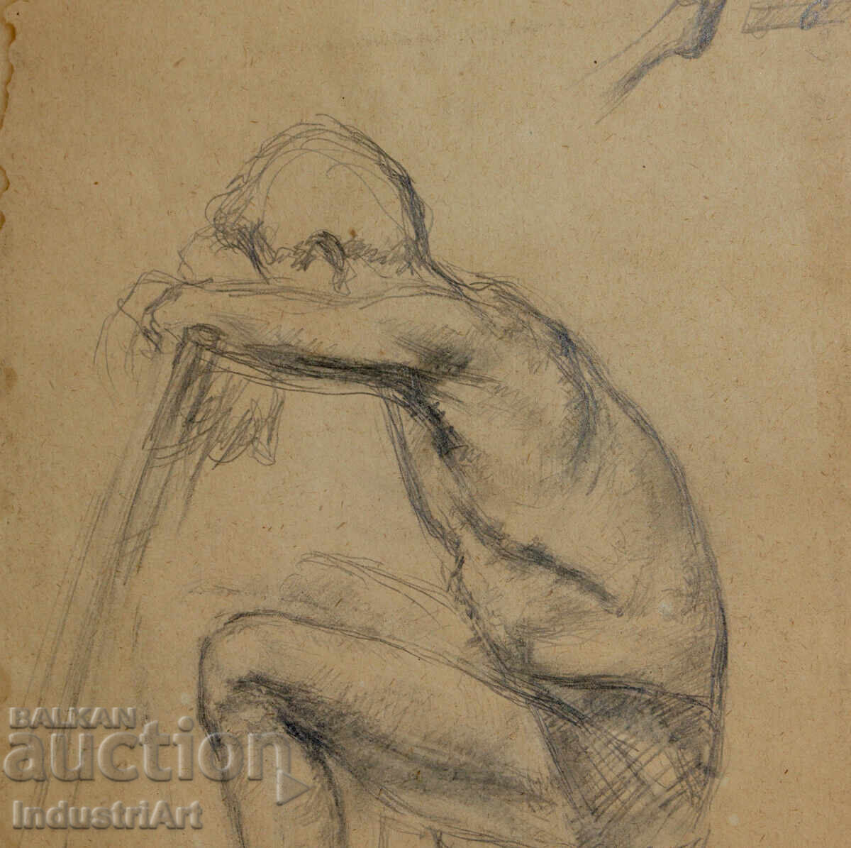 Delivery of Old drawing study pencil portrait nude body