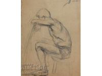 Studiu vechi desen creion portret corp gol