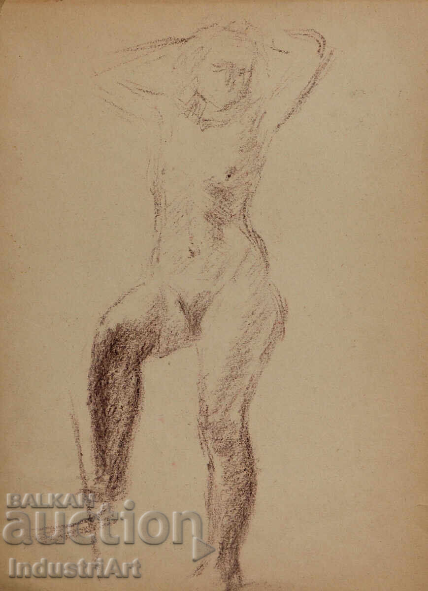 Old drawing, pastel study, portrait, nude body with price 100.00 BGN | € 51.13