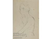 Desen vechi, tuș, portret feminin