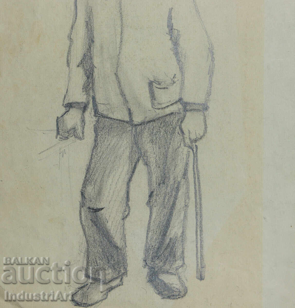 Old pencil drawing portrait of a man with a cap - 6