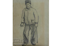 Παλιό σχέδιο μολυβιού πορτρέτο άνδρα με καπέλο