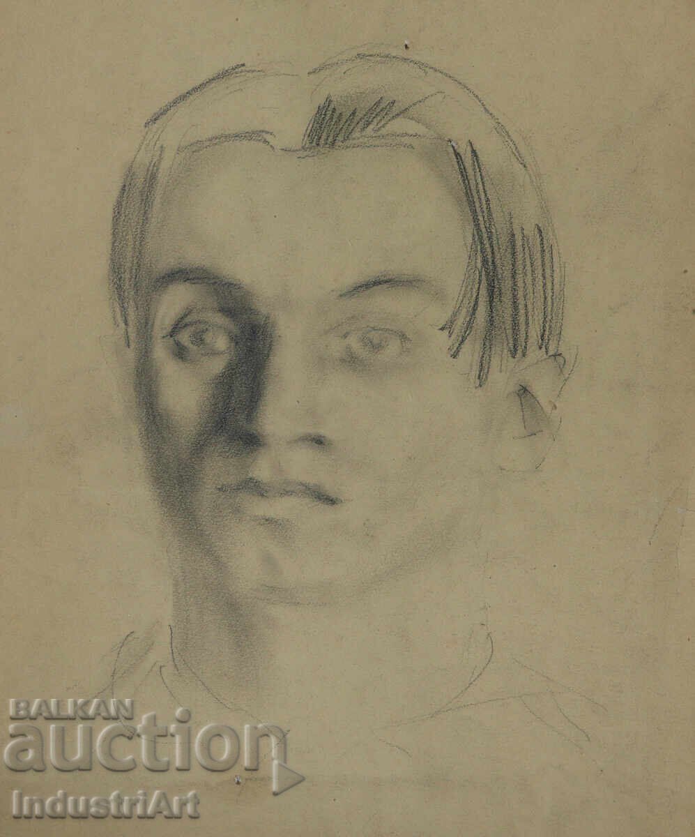 Аукцион Стара рисунка молив портрет на мъж
