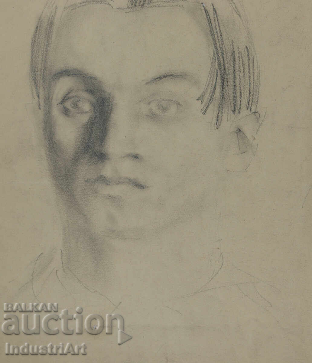 Стара рисунка молив портрет на мъж - 5