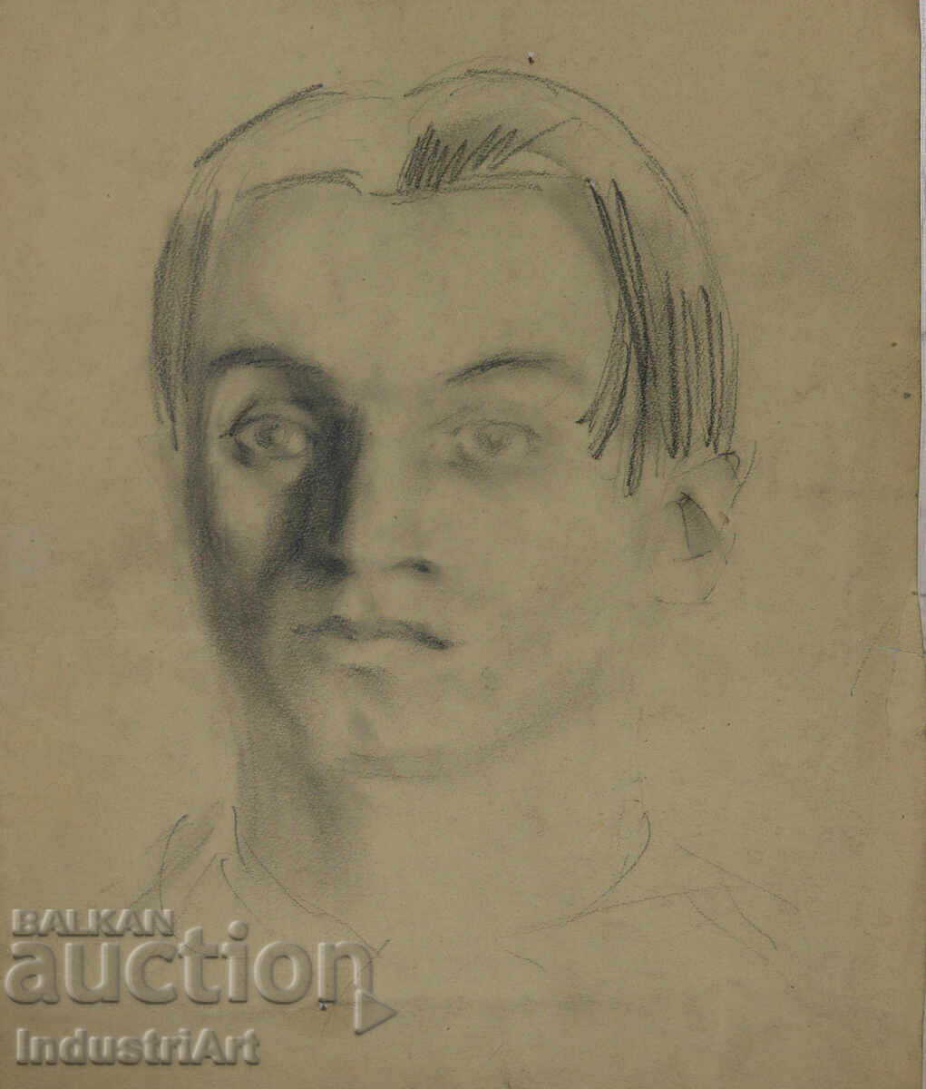 Стара рисунка молив портрет на мъж