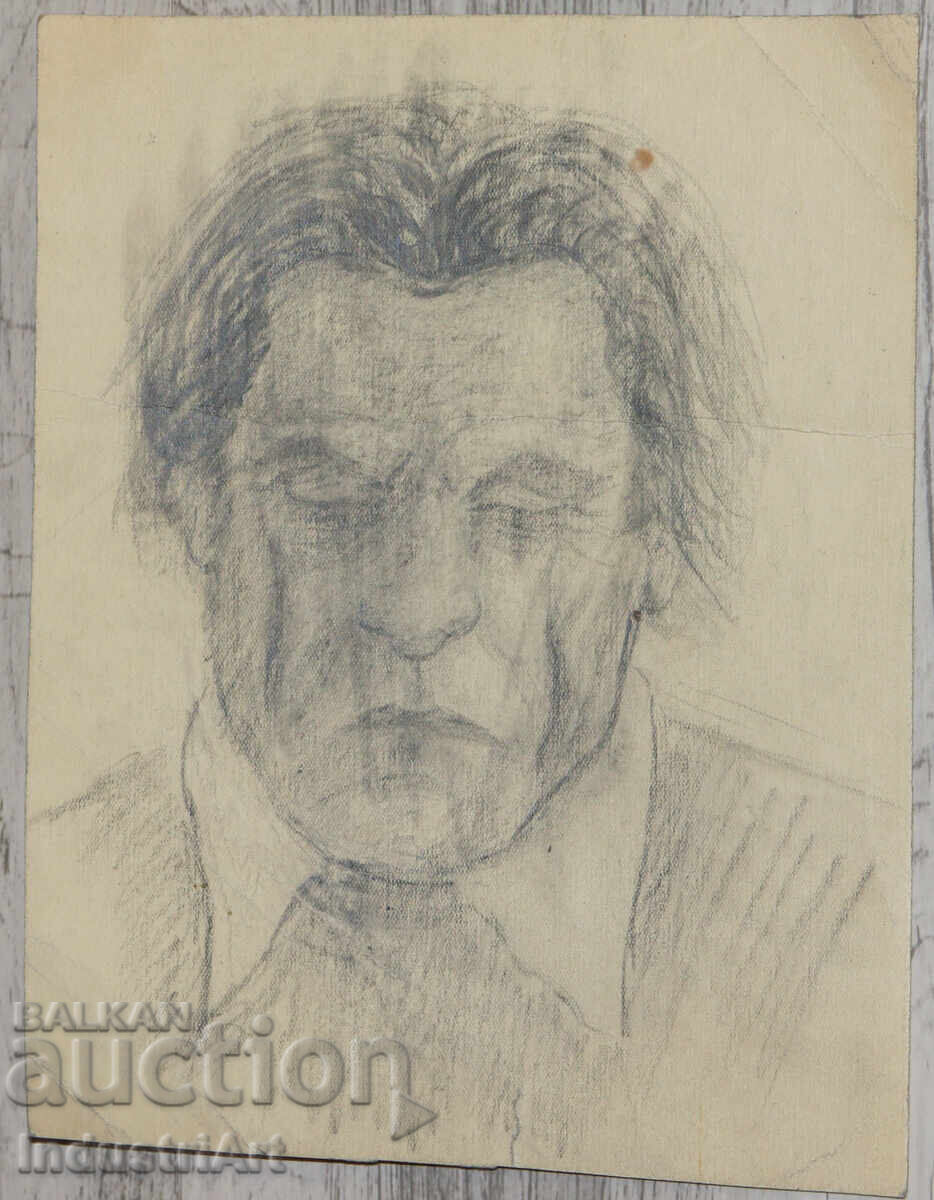 Δημοπρασία Παλιό σχέδιο με μολύβι, πορτρέτο άνδρα Δημοπρασία Παλιό σχέδιο με μολύβι, πορτρέτο άνδρα