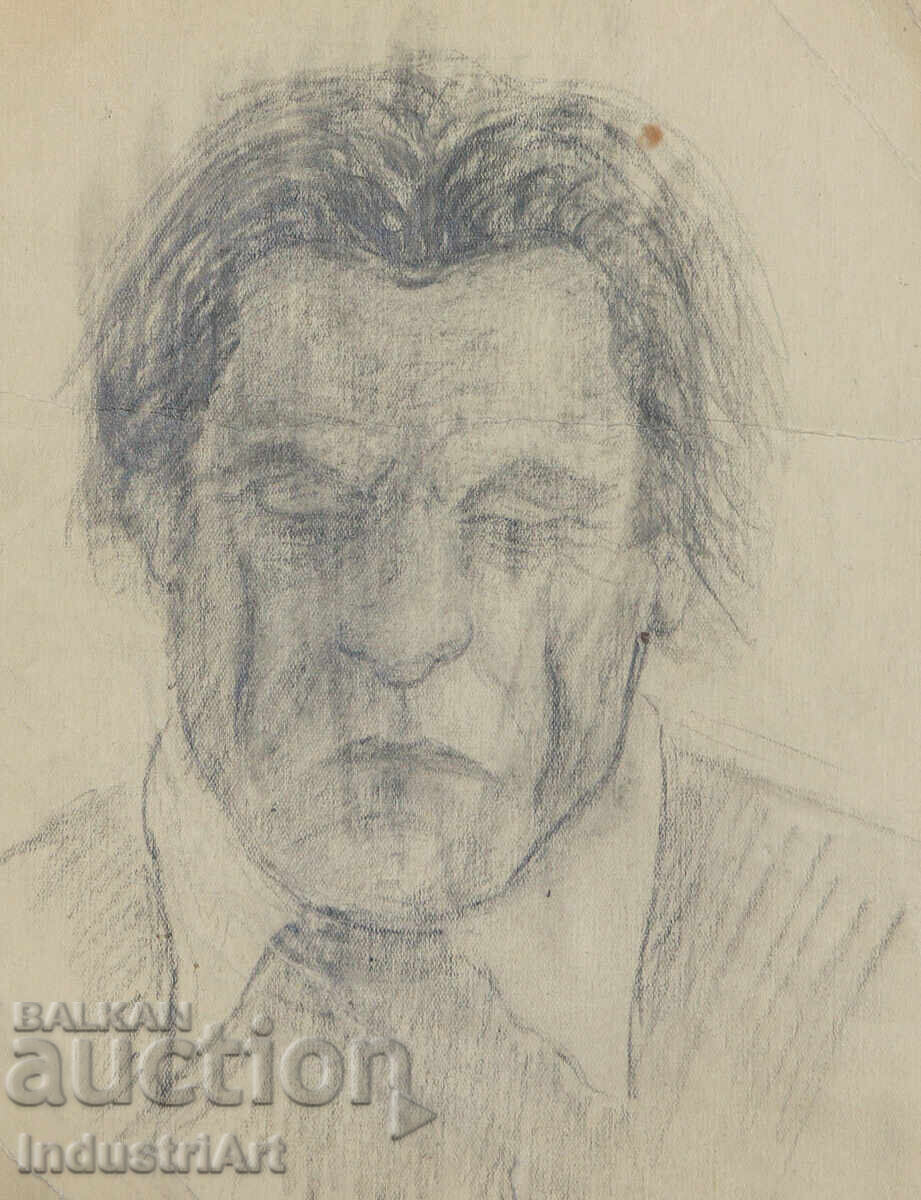 Παλιό σχέδιο με μολύβι, πορτρέτο άνδρα Παλιό σχέδιο με μολύβι, πορτρέτο άνδρα