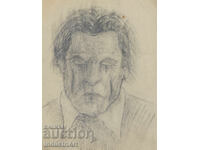 Παλιό σχέδιο με μολύβι, πορτρέτο άνδρα