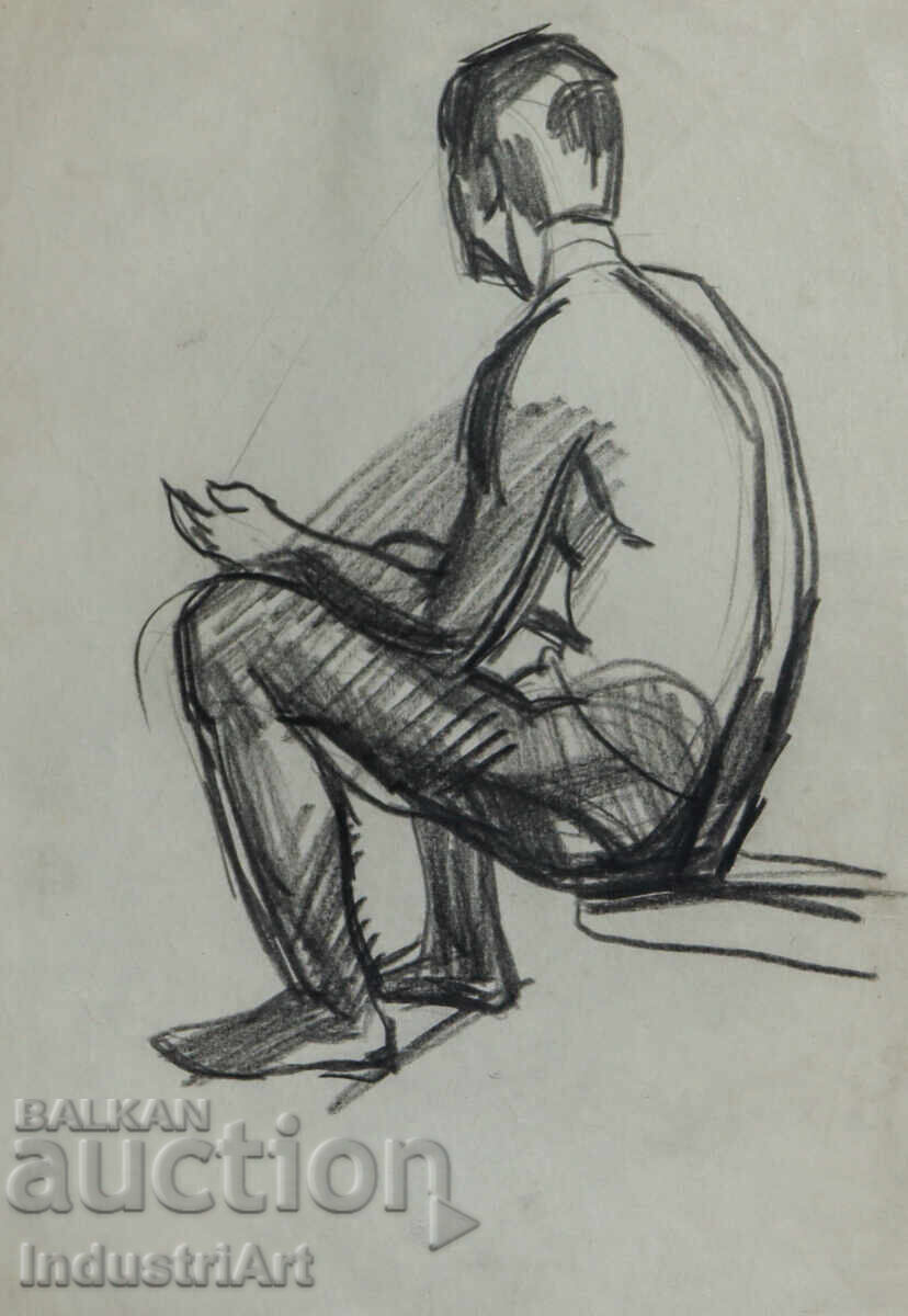 Licitație Desen vechi schiță creion portret corp gol Licitație Desen vechi schiță creion portret corp gol