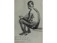 Desen vechi schiță creion portret corp gol
