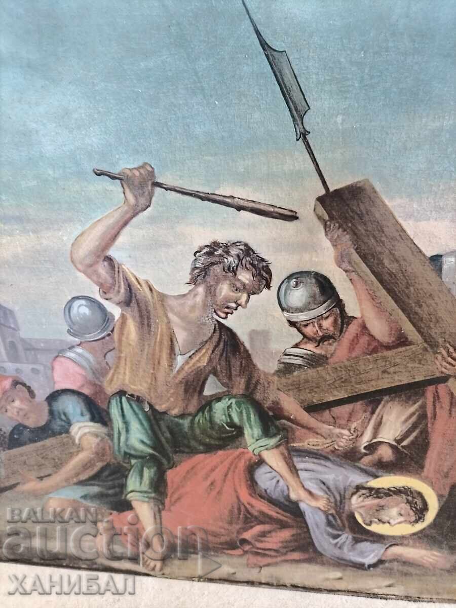 Licitație TABLOU FOARTE VECHI RĂSTIGNIREA LUI IISUS HRISTOS