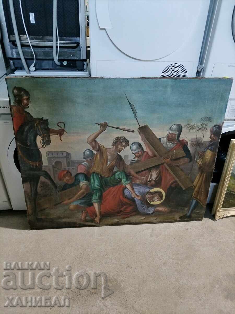 TABLOU FOARTE VECHI RĂSTIGNIREA LUI IISUS HRISTOS