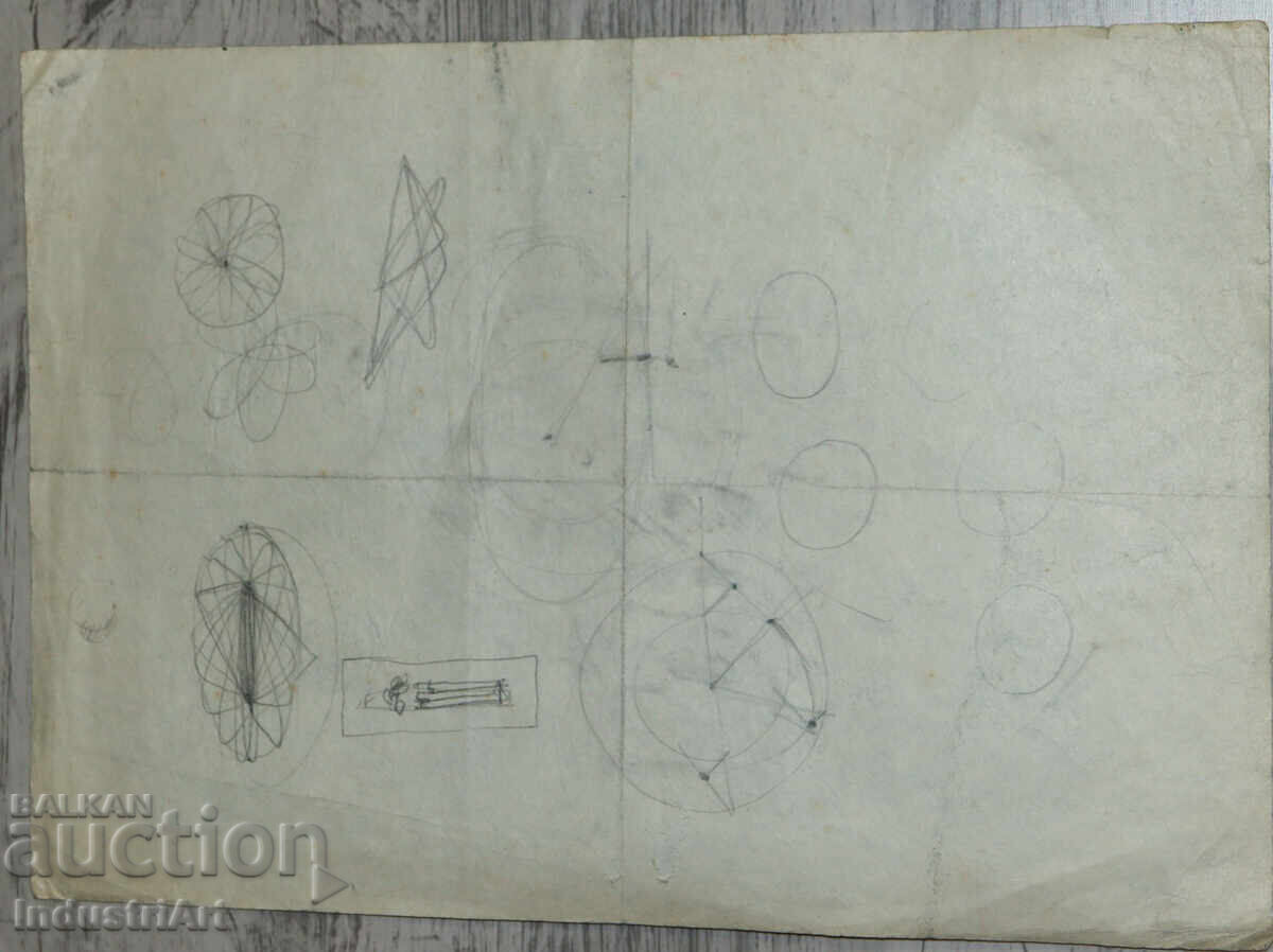 Παλιό σχέδιο σκίτσο μολύβι παιδικό πορτρέτο - 6