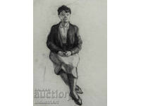 Desen vechi în cărbune, portret feminin