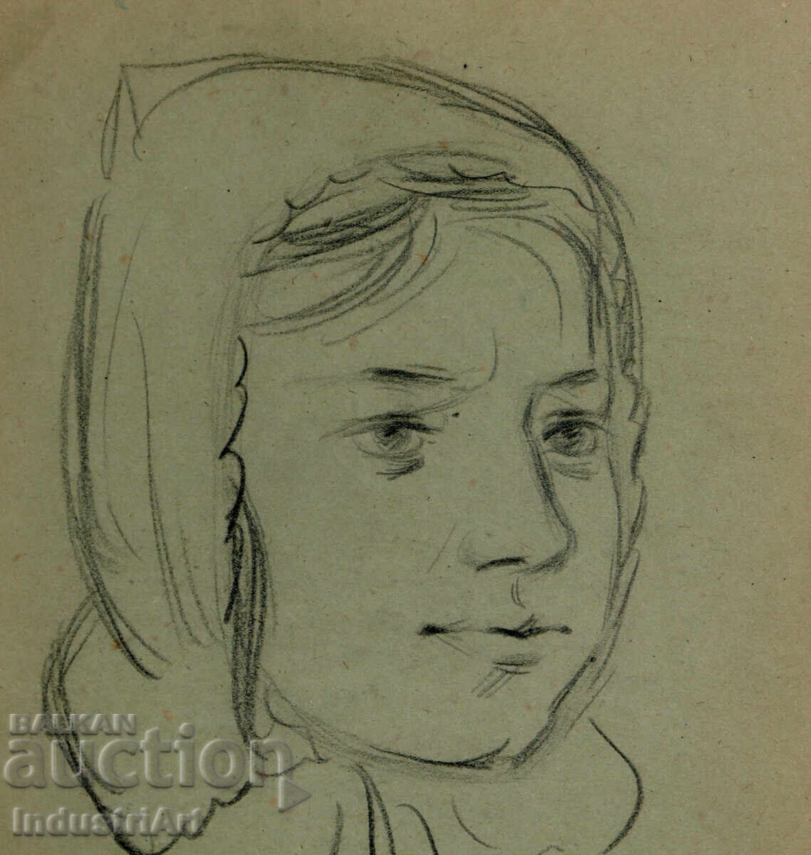 Παράδοση Παλιό σχέδιο σκίτσο μολύβι γυναικείο πορτρέτο